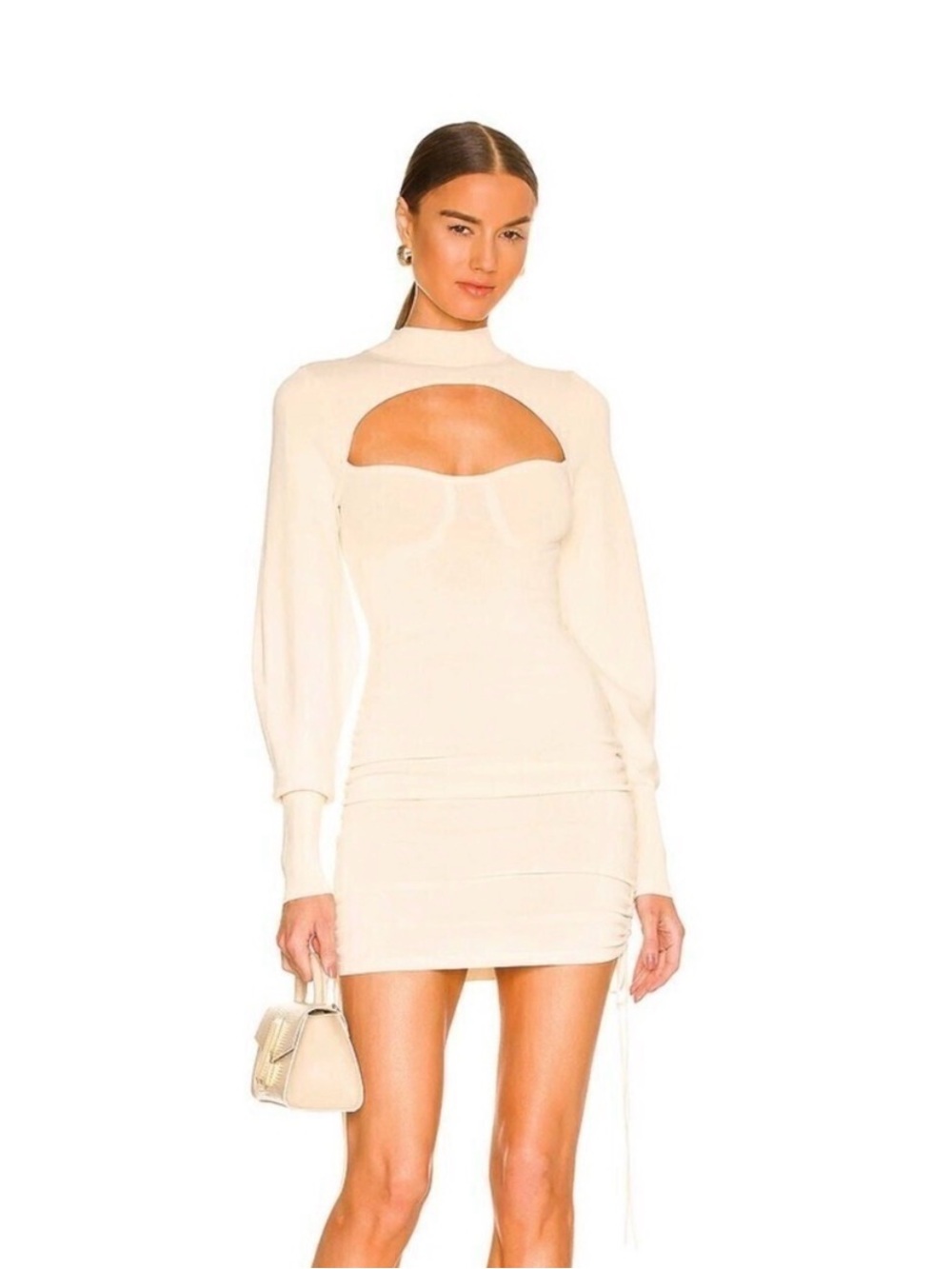 NBD Tanner 90s Minimal
Bustier Cutout Ruched Sweater
Mini Dress